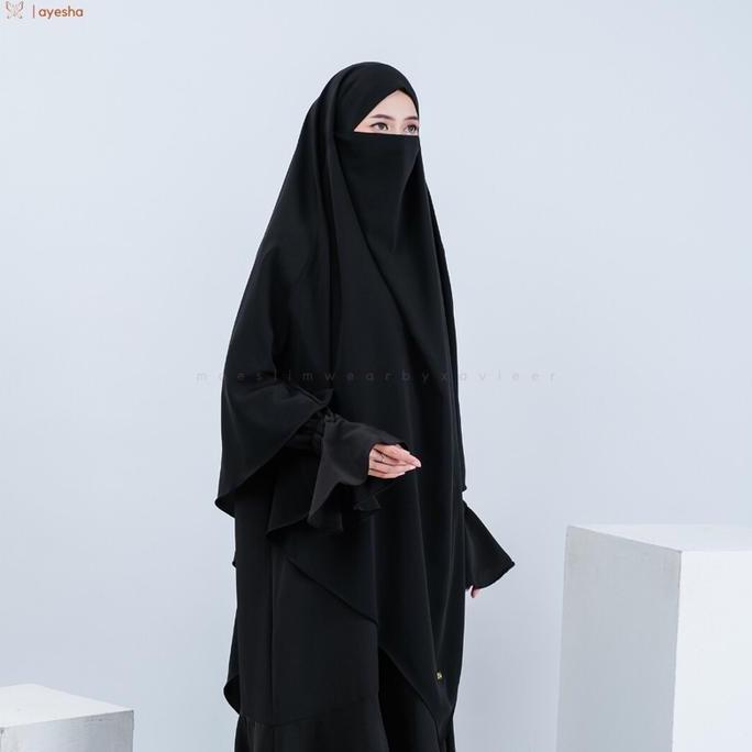 Xavieer - Ayesha French Khimar V Shape Lancip Santorini Wolfice Panjang Muslim Syari Jilbab
