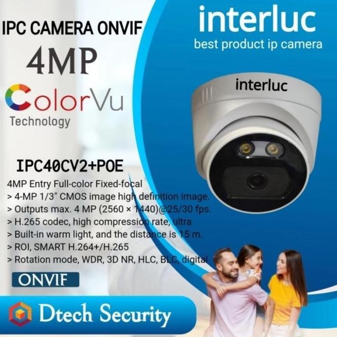 CCTV IP CAMERA 4MP COLORVU- INTERLUC  IPC-40CV2+POE INTERLUC CCTV