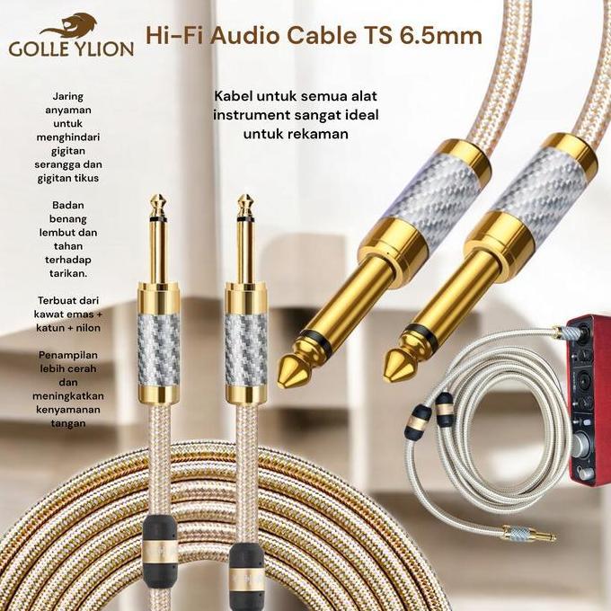 Kabel Gitar, Instrumen & Rekaman Audio Hi-Fi TS 6.5mm - 3m, Ideal untuk Rekaman Semua Alat Instrumen