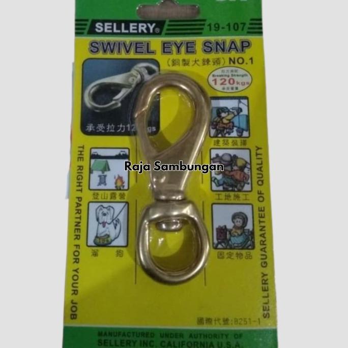 Swivel Eye Snap No 1 Kuningan Kuat Beban Maximal 120 kg Jepitan Pengait Rantai Seling Sling Hook San
