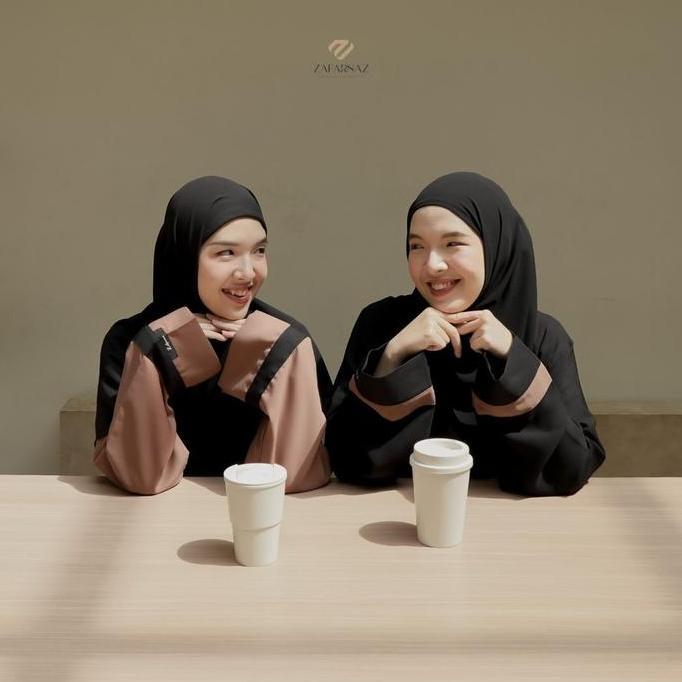 Zafarnaz | Radwah Series | Abaya Wanita Muslim Mewah Simple Syari Remaja Dress Hitam