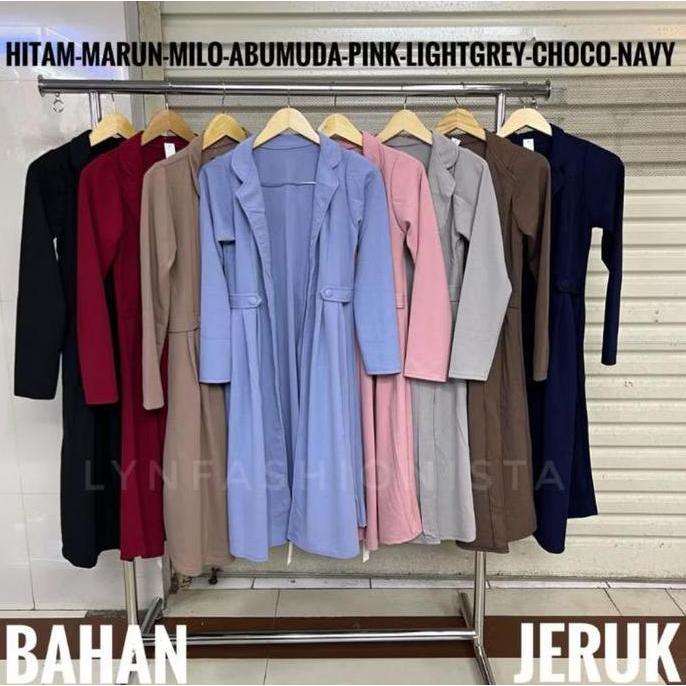 LONG OUTER CARDIGAN PANJANG WANITA MUSLIMAH KERAH JERUK TEBAL MEWAH/VIKA