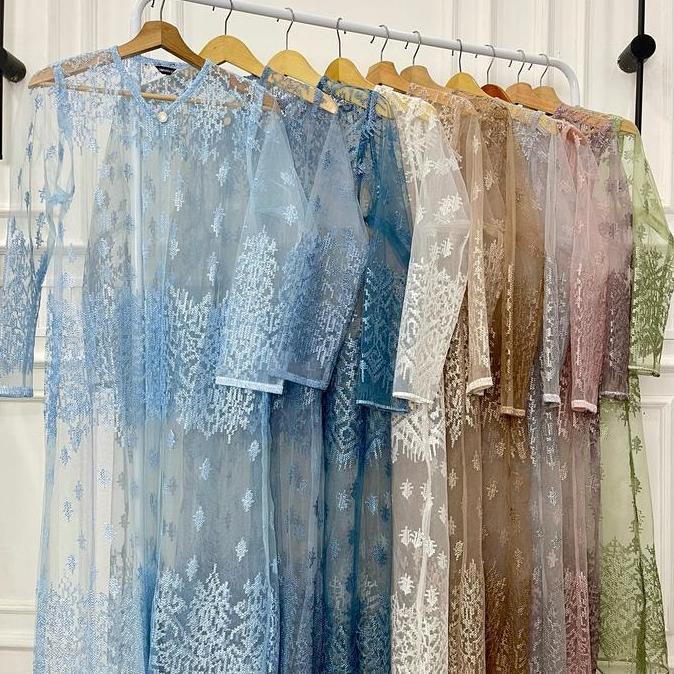 Gaia Outer Brokat Tile Panjang wanita Cardigan kondangan Muslim Kardigan Fit Putih Hitam Baju