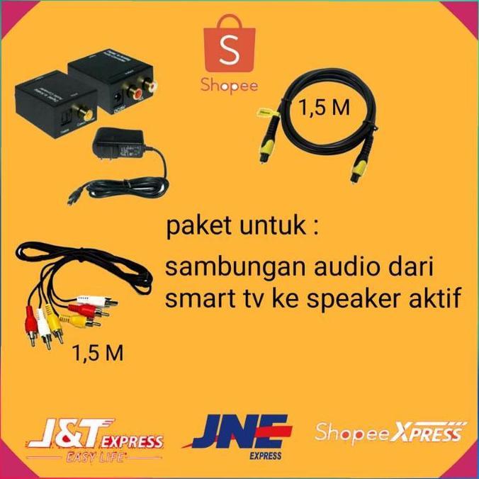 Allthebest- paket lengkap sambungan audio dari smart tv ke speaker aktif /digital