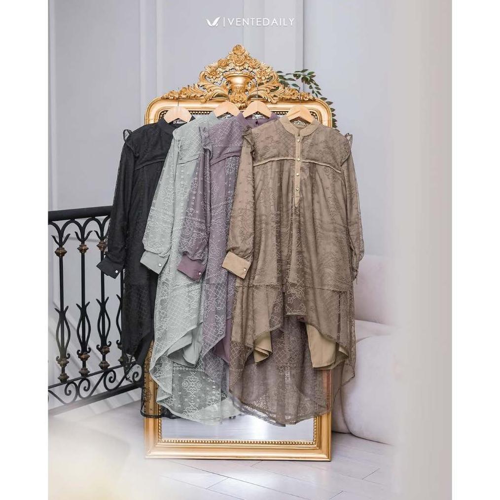 NEW Kaia Oneset Setelan Atasan Tunik Brukat & Celana Kondangan Elegan