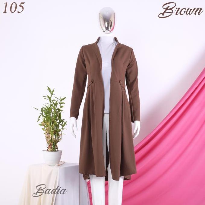 outer panjang wanita long outer cardigan lengan panjang wafel crepe polos muslimah premium