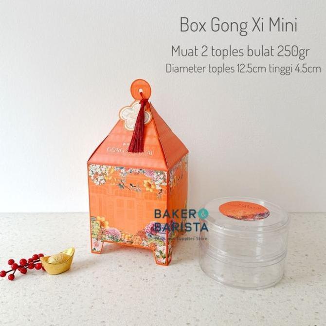 %%%%] Imlek Box Gong Xi Mini Orange Kotak Kue Imlek Toples 250gr Bulat Kotak Hampers Imlek Lucu Este