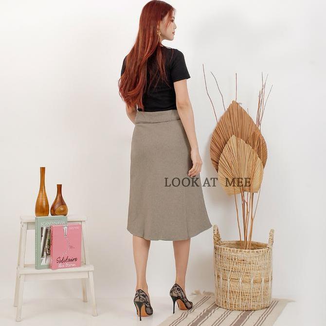 Rok Kerja 7/8 Rok Kantor Pendek Rok A Line Rok Pendek Wanita Premium Formal Nyaman Tebal Mewah Hitam