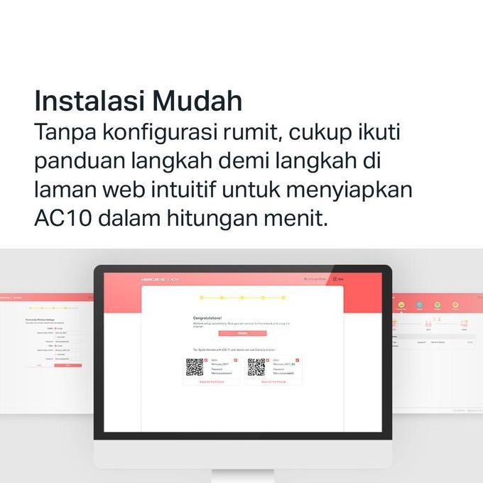 Mercusys AC10 Router WiFi AC1200 300Mbps Wireless Dual Band Router [terbaik]