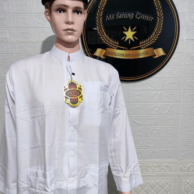 Baju Muslim Bamus Koko Tamer House Putih Lengan Panjang