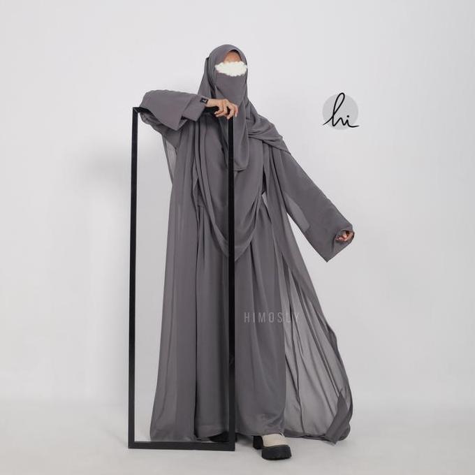 Zehra Abaya Set Pashmina by Himosly ceruti gamis Muslim Outer Abaya Lebaran Free Pasmina Abaya Umroh