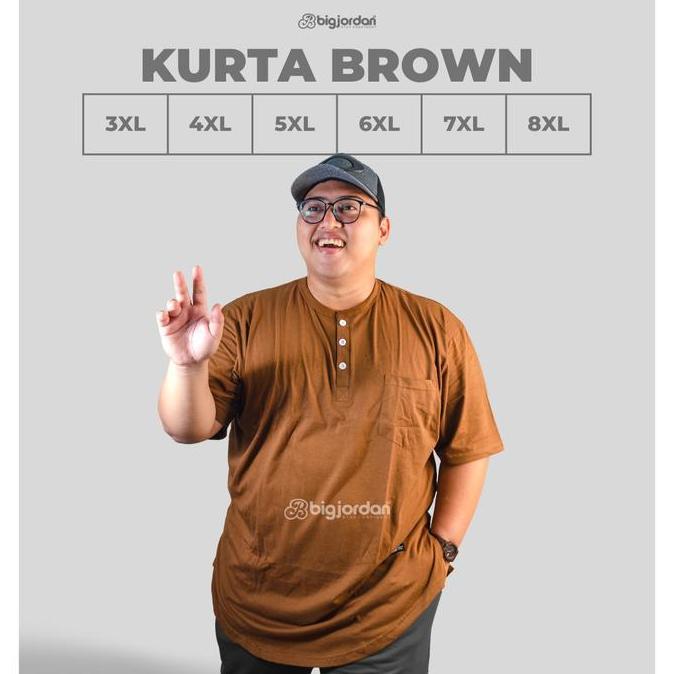 BJORDAN ID Kurta Pakistan coklat dan abu tua Pria BSize XXL XXXL XXXXL XXXXXL kaos gamis ukuran jumb