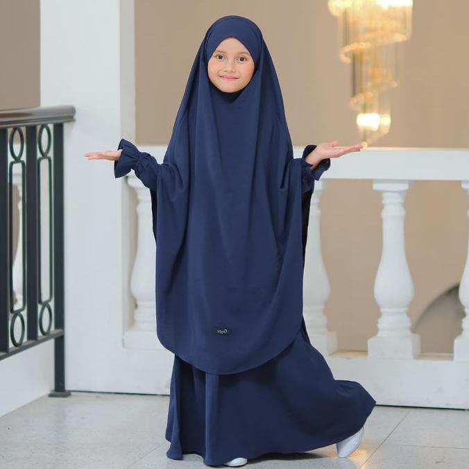 AnnaKids Set Gamis Syari Anak Perempuan Nabila - Navy