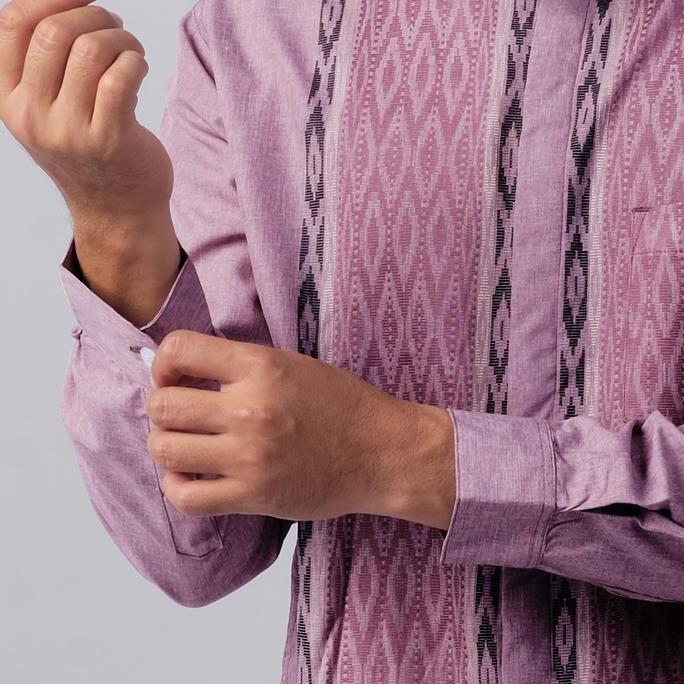 DGM Baju Koko Pria Lengan Panjang Bordir Premium Merah Muda Motif Bordir Anyam Baju Koko 2744