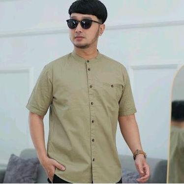 AGERA VR - Kemeja Koko Pria Dewasa Lengan Pendek TERBARU Polos Casual Katun Twill Premium Orinal Age