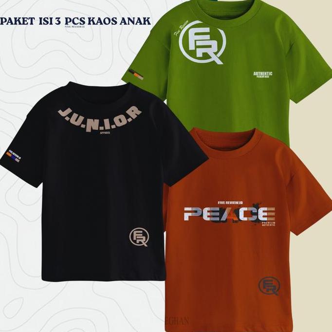 OOTD Paket hemat isi 3 pics kaos anak laki-laki kualitas bahan adem nyaman katun2 4s/30s usia 3-16 T