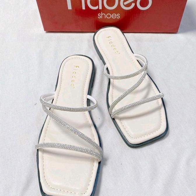 Termurah / Hot Sale Fladeo Sandal Wanita  Flat  Kemilau Tali Cantik Elegant Cocok Untuk Daily Formal