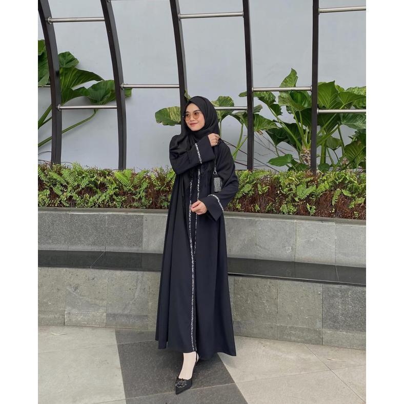 NEW PRODUCT Firanda Abaya Nazwa - Gamis Arab Hitam Wanita Dewasa Mewah Payet Basic Dress Umroh Lebar