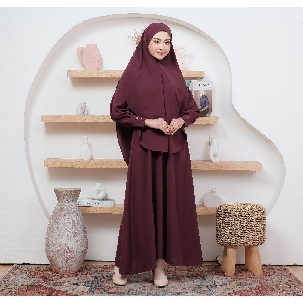 NEW DEALS Esyhi - Sabrina Gamis Abaya Set Khimar Dress Series Syar'i Haji dan Umroh Abaya Daily Busu