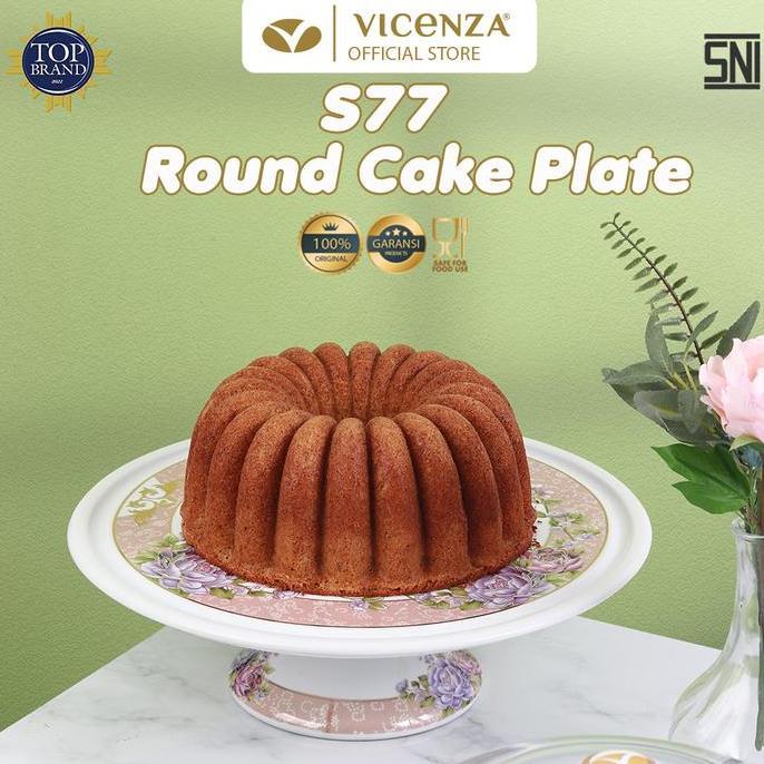 Allthebest- Vicenza Piring Kue Bulat S77 Motif Magnolia