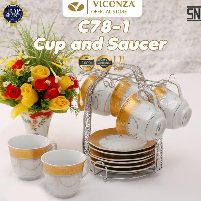 Allthebest- Vicenza Cup & Saucer - Tea Set Cangkir dan Lepek C78-1 Motif Padi