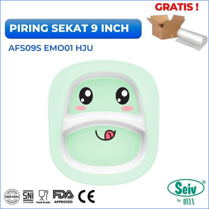 Allthebest- Onyx Seiv, Piring Makan Anak Sekat 9 inch : Melamin, Aman untuk Makanan, Halal, AFS09S K