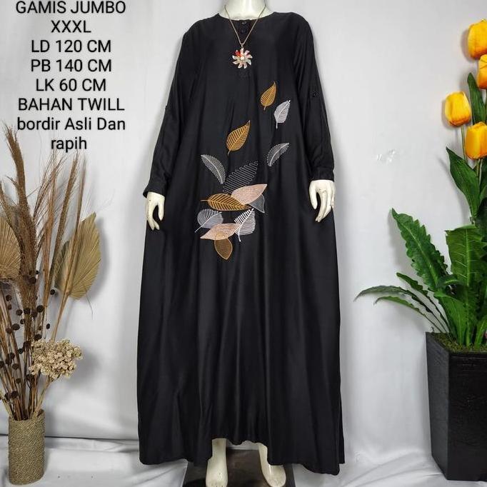 Gamis Wanita Ukuran Jumbo LD 120 CM Model Bordir Kekinian terlaris