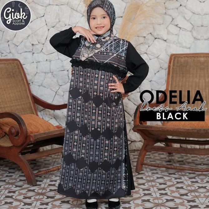 Odelia Dress Kids By Giok Kids - Dress Anak Muslim Printing Gamis
