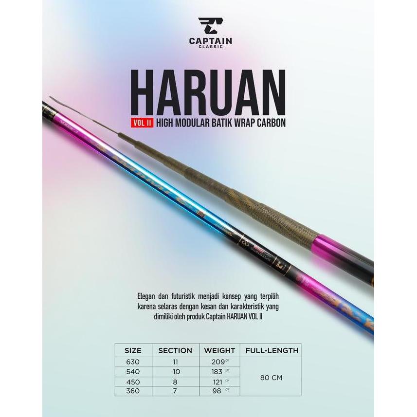 Langsungdapat- Tegek Captain, Tegek Carbon Captain Haruan Volume 2, 3,6M 4,5M 5,4M 6,3M Motif Batik 
