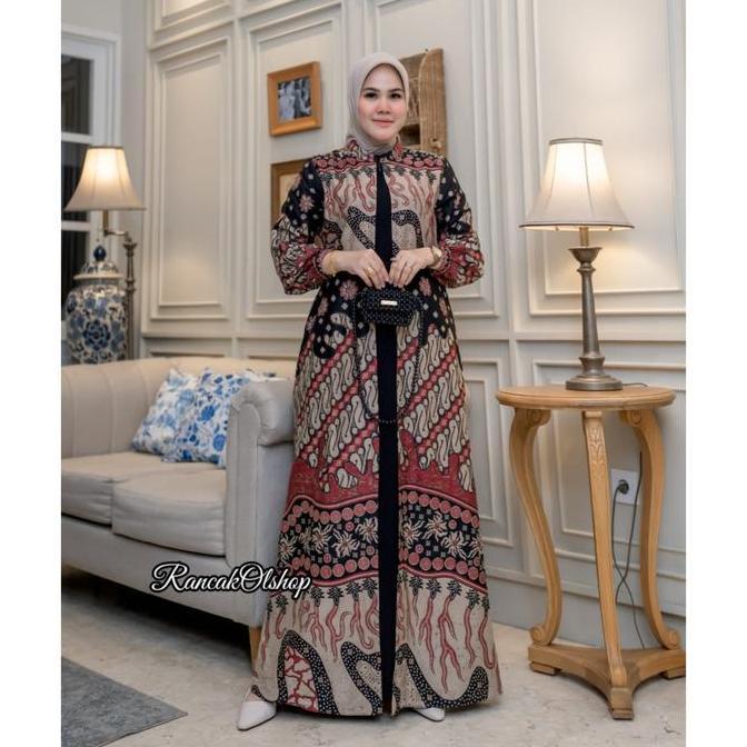 BAJU GAMIS BATIK PESTA KOMBINASI JETBLACK DRES BATIK KONDANGAN GAMIS SERAGAMAN PESTA