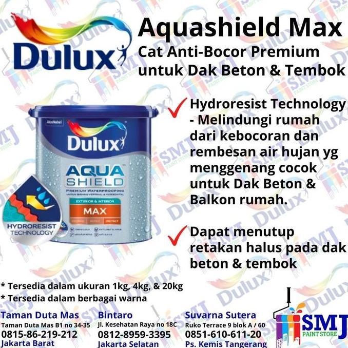 CAT PELAPIS ANTI BOCOR DULUX AQUASHIELD MAX WATERPROOFING 4 KG terlaris