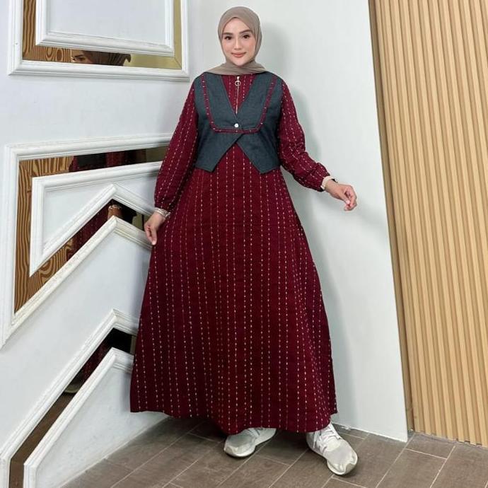 Sahara Gamis Rompi Katun Motif Fashion Muslim Wanita Kekinian