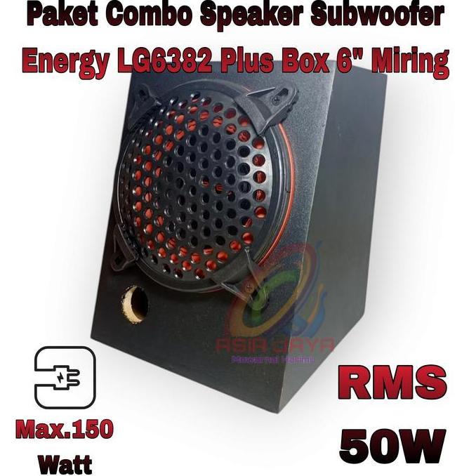 Paket Combo Speaker Subwoofer 6 Energy LG 6382 MK1 +Box 6 Inch Miring Hitam +Tutup Speaker Ram 6 ter