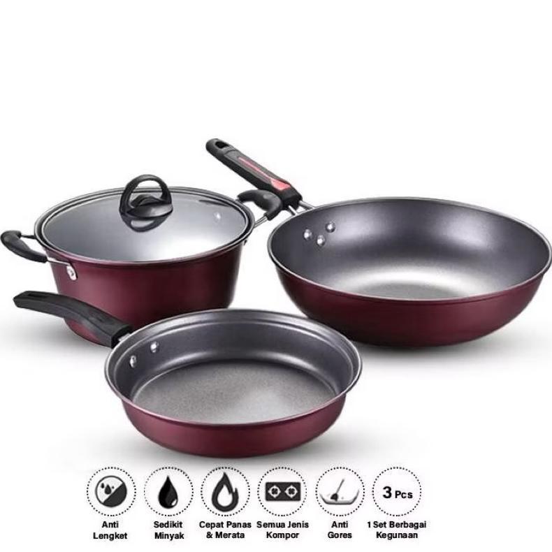 DISKON COOKWARE SET QME / PANCI SET TEFLON WAJAN SERBAGUNA