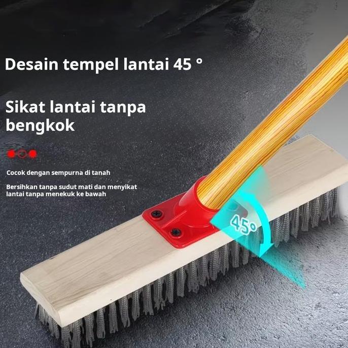Grosir Sikat Kawat Stainless Steel Pegangan Panjang Kawat Baja Sikat Pencucian Lantai Sikat Pegangan