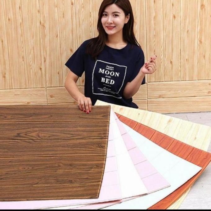 VIRALL WALLPAPER FOAM STIKER 3D KAYU ''