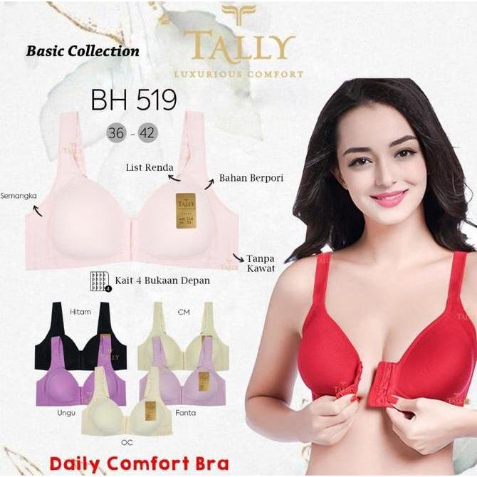 Yuksist- Bh Tally 519 (Cup Besar, Kait Depan, Busa Tipis, Tanpa Kawat)