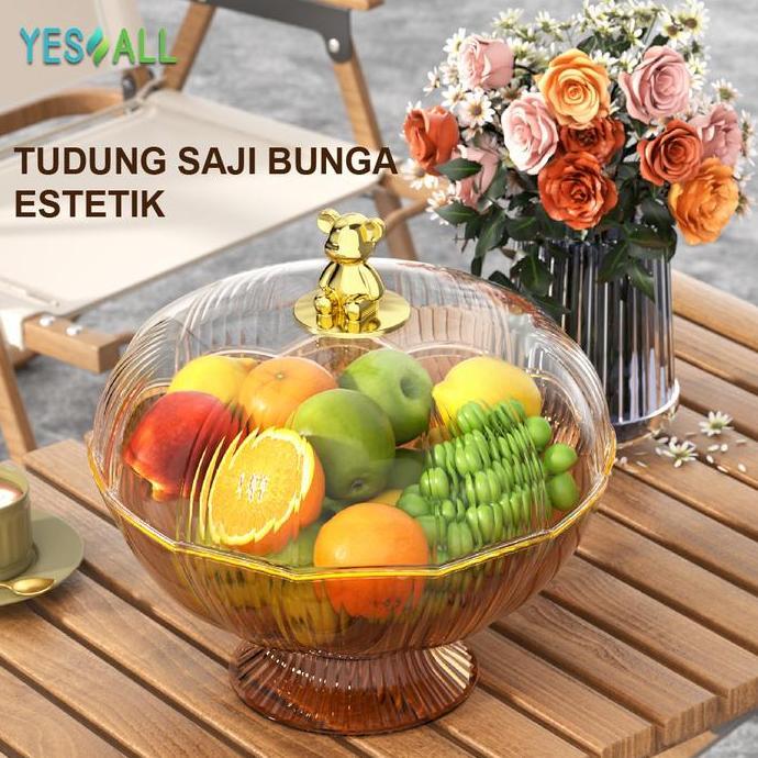 Foodcity- Yesall Tudung Saji Bulat Penutup Makanan Transparan Tudung Saji Estetik Wadah Saji Prasman