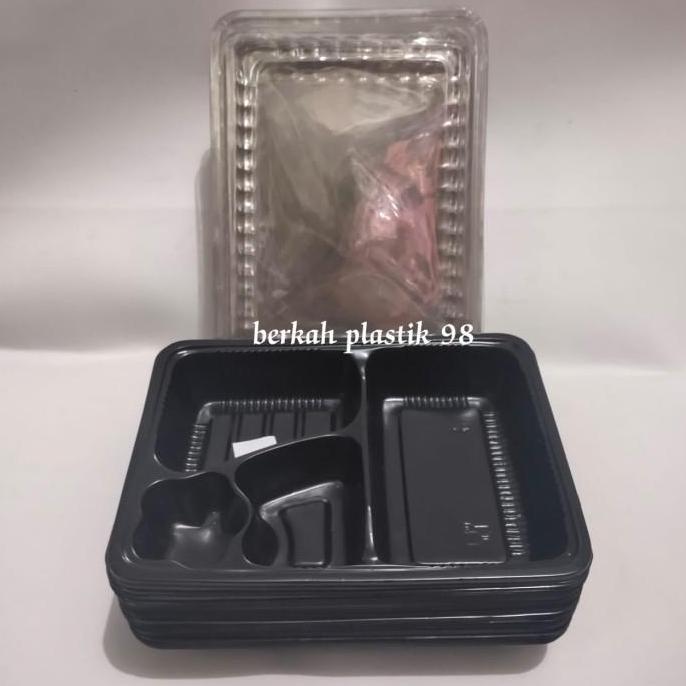 mika Bento 4 sekat kotak nasi mika tray kotak nasi warna merah