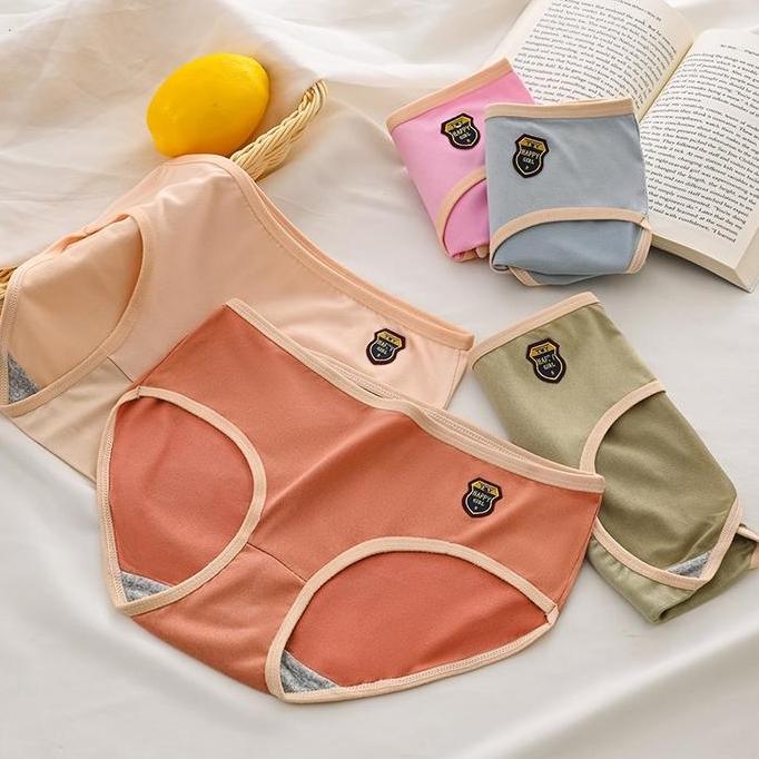 CD y Wanita CS010 Motif Polos Tidak Membekas Jahitan Rapi Bahan Katun Lembut Halus Warna Black Blue 