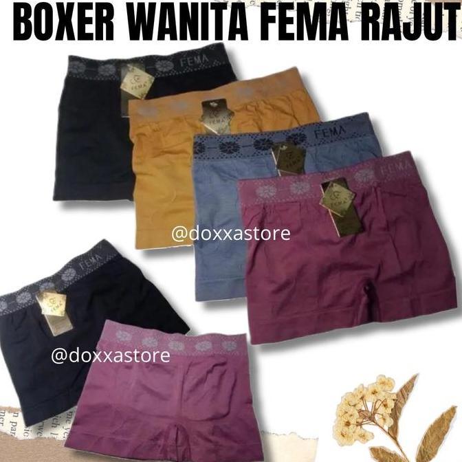 12Pcs CD Celana Dalam Boxer Wanita Fema 1343 Nyaman Soft Spandex Dewasa High Waist