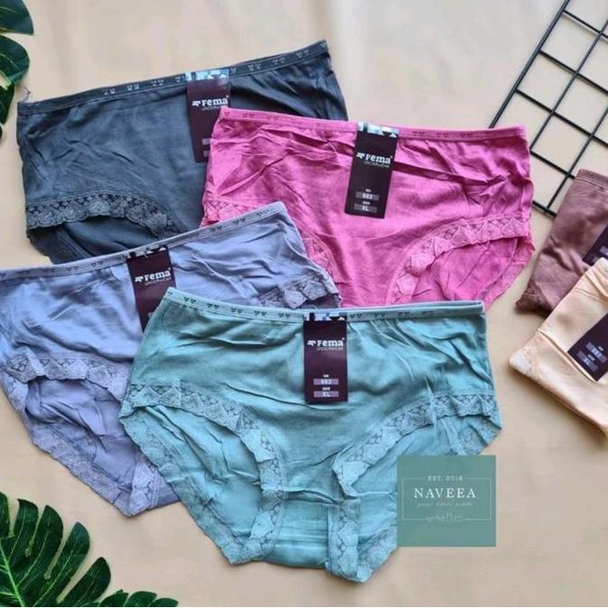 12Pcs CD Fema 886 883 Celana Dalam Wanita Katun Polos Renda