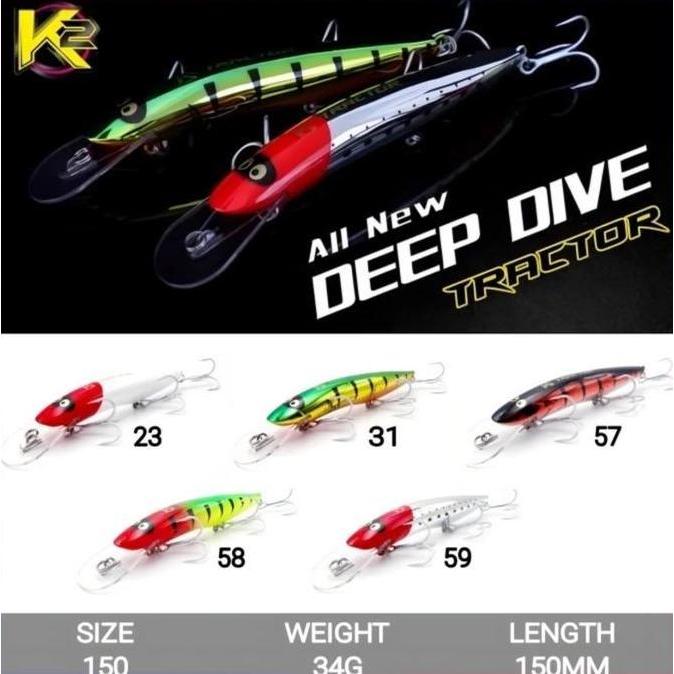 EUPRO K2 TRACTOR Deep Diver Trolling Minnow 150mm / 34g TT150 | Lure Umpan Trolling Minnow Rapala Ha