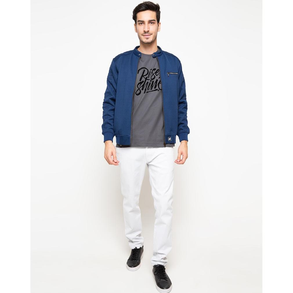 DISKON d&f CVC Jaket pria bomber cut & sewn - Navy