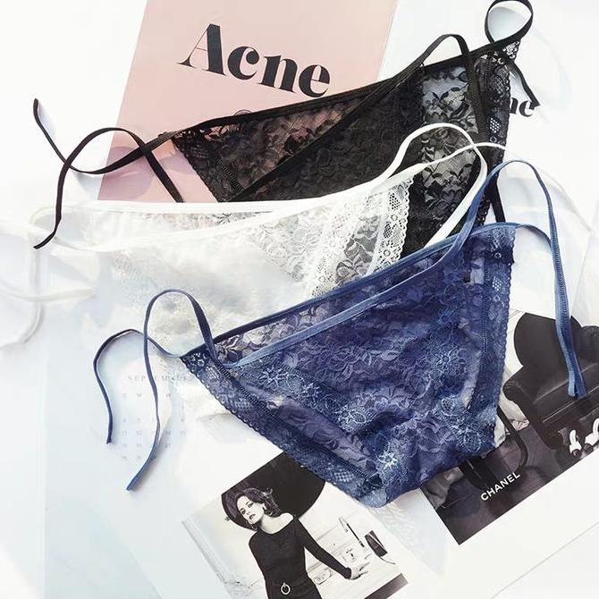 Celana Dalam Wanita Renda Lembut Desain Tali Samping tipis G String cd 4C013