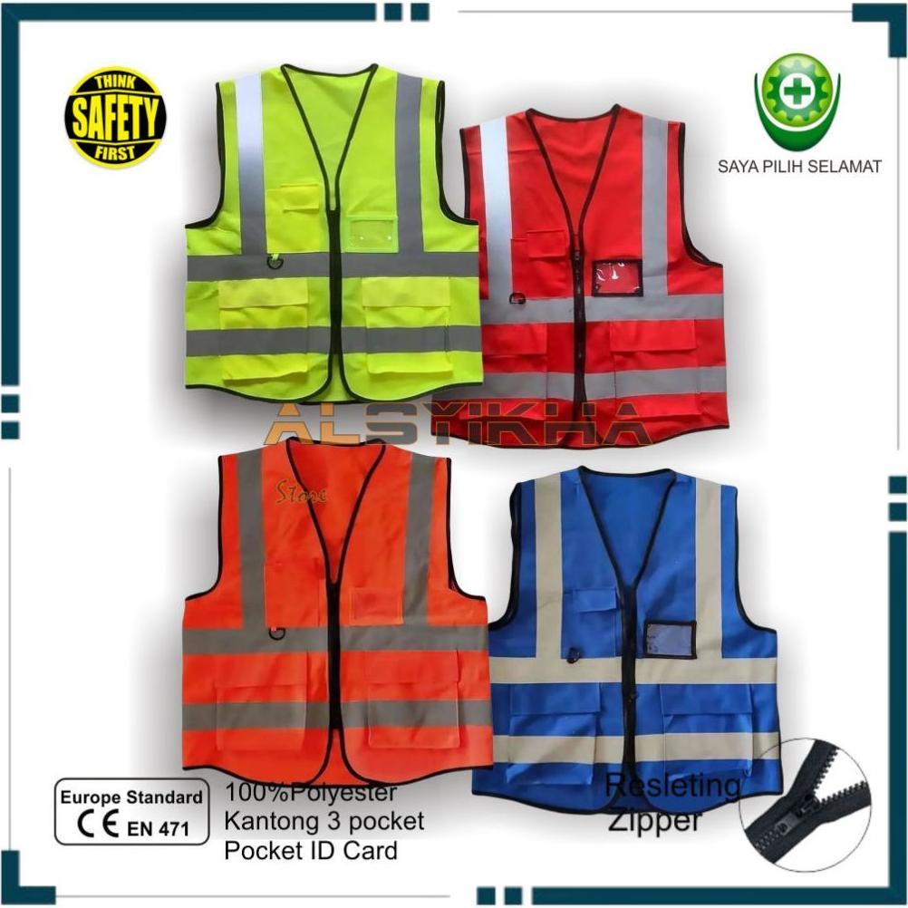 diskon rompi safety proyek kantong resleting rompi safety proyek id holder rompi reflektif