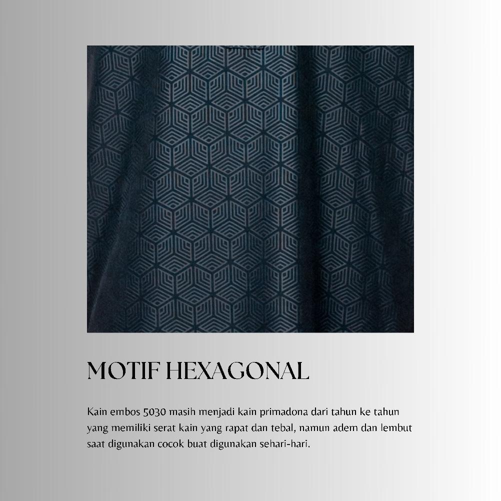 FAVORIT WAKTU DHUHA - KOKO DHUHA BAJU MUSLIM PRIA LENGAN PENDEK MOTIF EMBOSSE HEXAGONAL