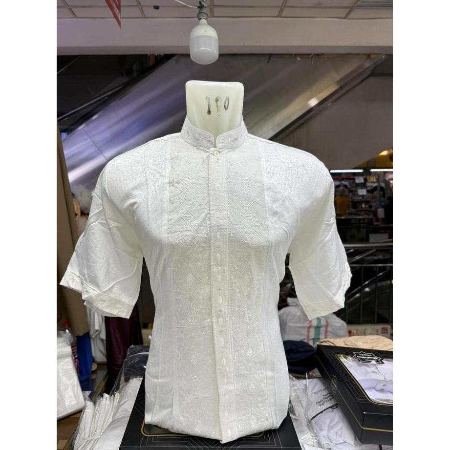 Baju Koko Putih BW Katun Jaguar Premium Bordir Senada Pria NS'