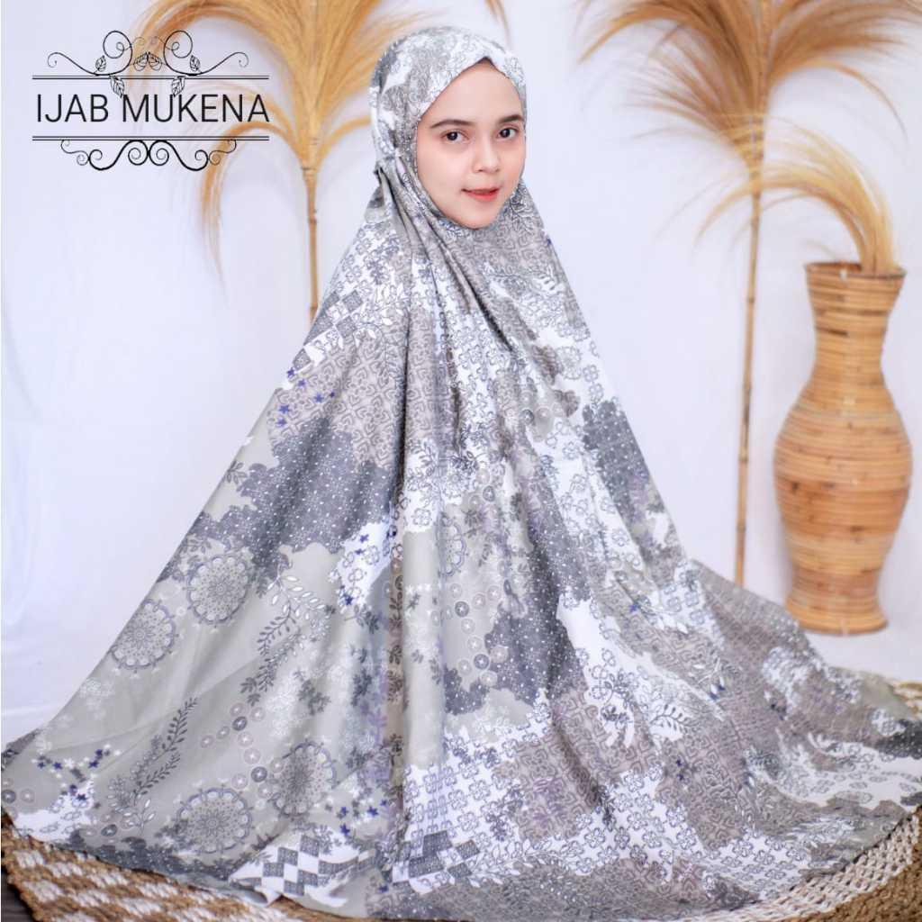 Mukena Resleting Wanita Dewasa Traveling Mini Katun Motif