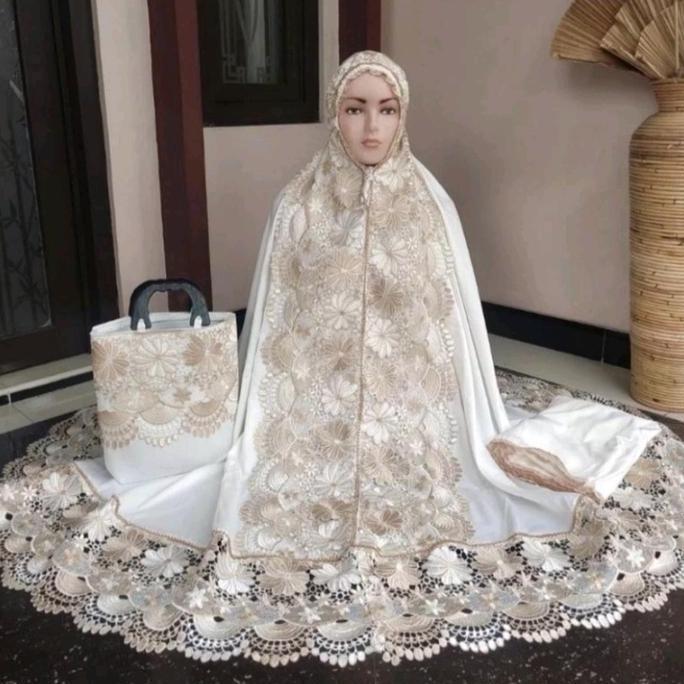mukena renda sutra paris mewah